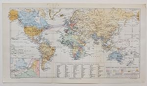 Image du vendeur pour Karte des Welt-Telegraphen-Netzes. mis en vente par Antiquariat Martin Barbian & Grund GbR