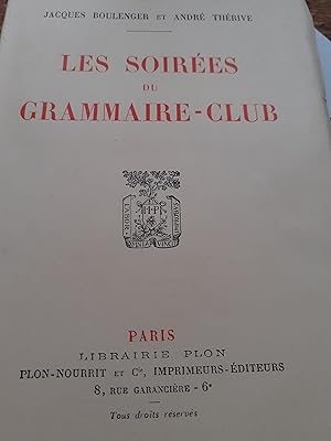 Seller image for les soires du grammaire-club for sale by MBLIVRES