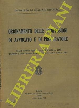 Orientamento delle professioni di avvocato e di procuratore (Regio decreto-legge 27 novembre 1933...