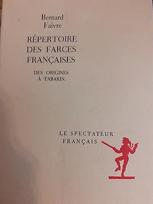 Seller image for Rpertoire des farces franaises des origines  Tabarin in-8,couverture remplie ,572 pages for sale by LIBRAIRIE EXPRESSIONS