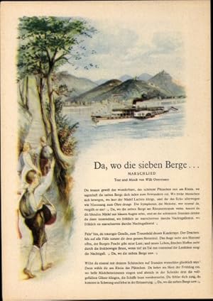 Bild des Verkufers fr Lied Ansichtskarte / Postkarte Da, wo die sieben Berge, Marschlied, Willi Ostermann, Rheindampfer zum Verkauf von akpool GmbH