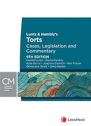 Imagen del vendedor de Luntz & Hamblys Torts: Cases, Legislation and Commentary (Paperback) a la venta por AussieBookSeller