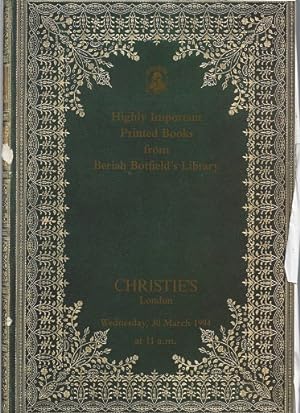 Immagine del venditore per Christies. Highly Important Printed Books from Beriah Botfield's Library. 30 March 1994 venduto da Sonnets And Symphonies