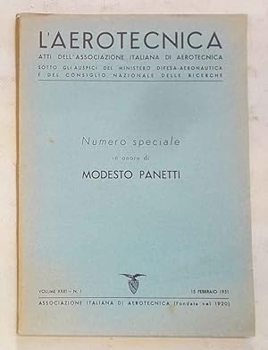 In onore di Modesto Panetti. (Numero speciale de "L'Aerotecnica". Volume XXXI - N. 1)