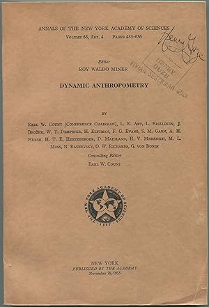 Bild des Verkufers fr Dynamic Anthropometry [in]: Annals of the New York Academy of Sciences zum Verkauf von Between the Covers-Rare Books, Inc. ABAA