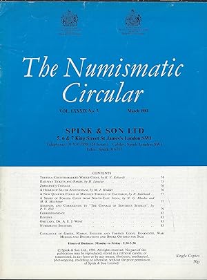 Seller image for The Numismatic Circular. Volume LXXXIX n°3 March 1981 for sale by Librairie Archaion