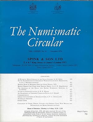 Seller image for The Numismatic Circular. Volume LXXXIV, n11. November 1976 for sale by Librairie Archaion