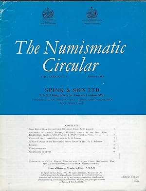 Seller image for The Numismatic Circular. Volume LXXXIX n1 January 1981 for sale by Librairie Archaion