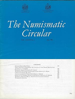 Seller image for The Numismatic Circular. Volume LXXXIX n6 June 1981 for sale by Librairie Archaion