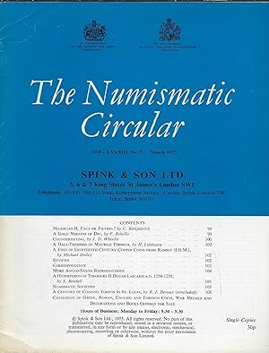 Seller image for The Numismatic Circular. Volume LXXXIII n°3 March 1975 for sale by Librairie Archaion