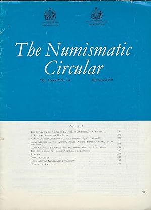 Seller image for The Numismatic Circular. Volume LXXXIX n°7-8 July/August 1981 for sale by Librairie Archaion