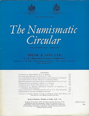 Seller image for The Numismatic Circular. Volume LXXXIII n10 October 1975 for sale by Librairie Archaion