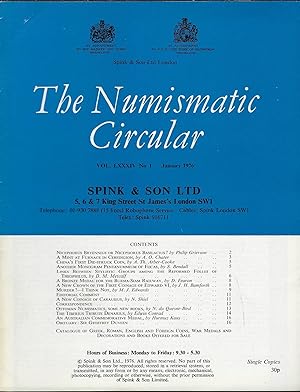 Imagen del vendedor de *The Numismatic Circular. Volume LXXXIV, n1 January 1976 a la venta por Librairie Archaion