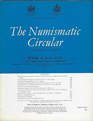 Seller image for The Numismatic Circular. Volume LXXXIII n°4 April 1975 for sale by Librairie Archaion