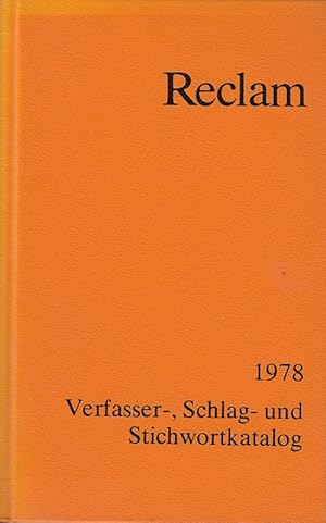 Bild des Verkufers fr Reclam Verfasser-, Schlag- und Stichwortkatalog September 1978 zum Verkauf von Die Buchgeister