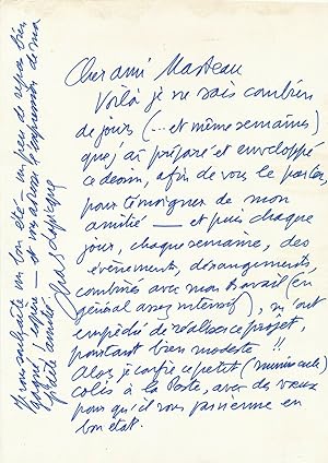 Charles LAPICQUE lettre autographe signée avec dessin