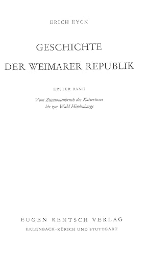 Seller image for Geschichte der Weimarer Republik Erster Band for sale by WeBuyBooks