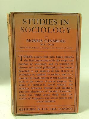 Studies In Sociology by Morris Ginsberg: Good (1932) | World of Rare Books