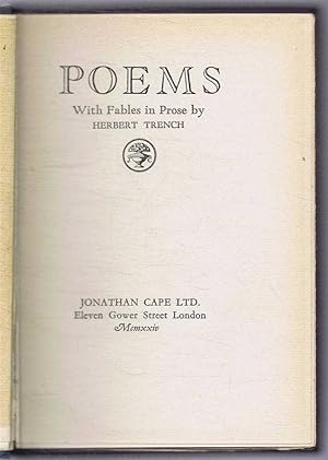 Seller image for Poems with Fables in Prose. The Collected Works of Herbert Trench in Three Volumes, Vol. I for sale by Bailgate Books Ltd