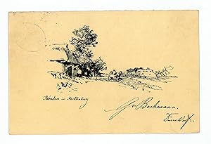 Seller image for Autograph drawing signed. for sale by Antiquariat INLIBRIS Gilhofer Nfg. GmbH