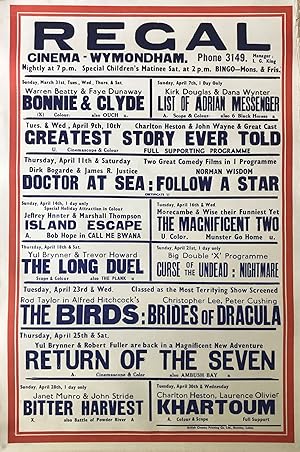 [MOVIE POSTER] Bonnie and Clyde, The Birds, Brides of Dracula, etc.