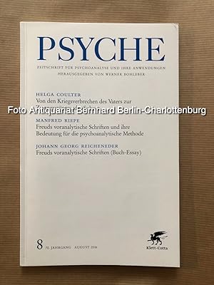 Immagine del venditore per Psyche. Zeitschrift fr Psychoanalyse und ihre Anwendungen; Heft 8, 2016; 70. Jahrgang (einzelnes Heft) venduto da Antiquariat Bernhard