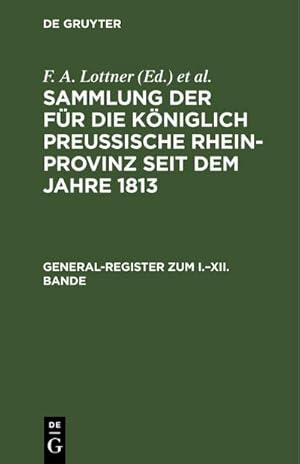 Bild des Verkufers fr General-Register zum I.XII. Bande zum Verkauf von AHA-BUCH GmbH