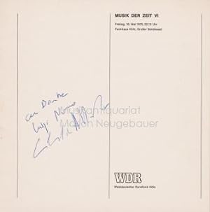 Eigenhändige Namenszüge in Programmheft des WDR: Musik der Zeit VI. Luigi Nono Fragmente aus der ...