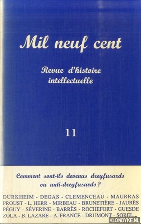 Seller image for Mil neuf cent. Revue d'histoire intellectuelle 11 for sale by Klondyke