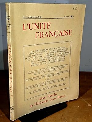 Imagen del vendedor de L'UNITE FRANCAISE - OCTOBRE-DECEMBRE 1941 -TOME 1 N3 a la venta por Livres 113