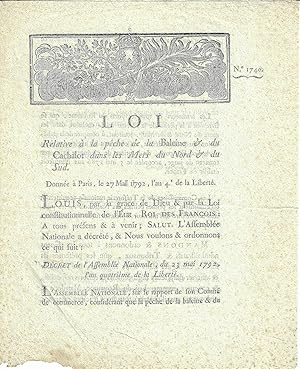 Loi Relative à la pêche de la Baleine & du Cachalot dans les Mers du Nord et du Sud