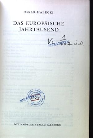 Imagen del vendedor de Das europische Jahrtausend. a la venta por books4less (Versandantiquariat Petra Gros GmbH & Co. KG)