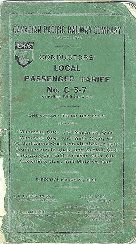Conductors Local Passenger Tariff