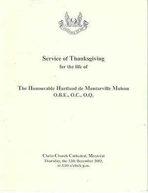The Honourable Hartland de Montarville Molson Service of thanksgiving for the life