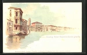 Bild des Verkufers fr Lithographie Venedig, Palast Rezzonico-Canal Grande zum Verkauf von Bartko-Reher