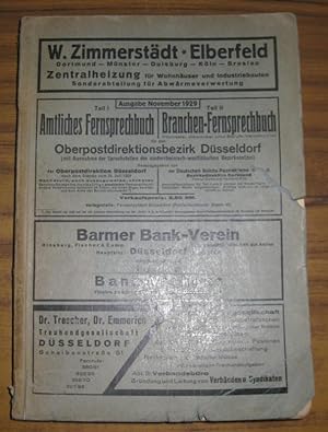 Amtliches Fernsprechbuch, Ausgabe November 1929 für den Oberpostdirektionsbezirk Düsseldorf. Teil...