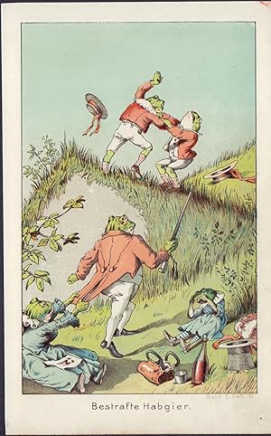 Seller image for Bestrafte Habgier. Farb-Lithografie von 1894. for sale by ANTIQUARIAT Franke BRUDDENBOOKS
