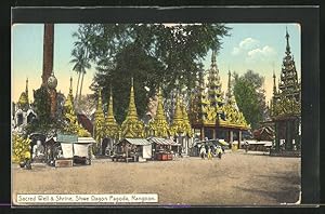 Ansichtskarte Rangoon, Sacred Well, Shrine, Shwe Dagon Pagoda