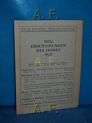 Bild des Verkufers fr Neuerscheinungen des Jahres 1922. zum Verkauf von Antiquarische Fundgrube e.U.