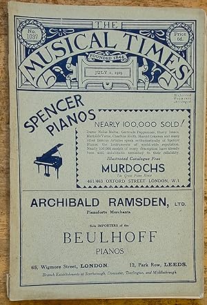 Bild des Verkufers fr The Musical Times And Singing-Class Circular July 1st 1929 No.1037 zum Verkauf von Shore Books