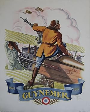 "GUYNEMER 1894 - 1917" Affiche originale entoilée / Litho par Raoul AUGER / Imp. E. DESFOSSES-NÉO...