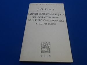 Seller image for Apport clair comme le jour sur le caractre propre de la philosophie nouvelle et autres textes for sale by Emmanuelle Morin