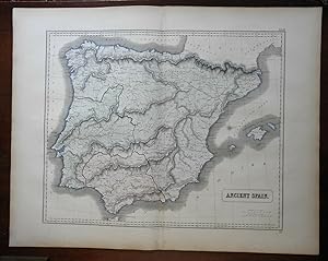 Ancient Spain Iberia Hispania Celt-Iberian Tribes 1855 Philip Historical map