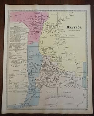 Bristol Connecticut 1869 Baker & Tilden town & city plan w/ business directory
