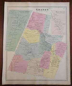 Granby Connecticut Pegville 1869 Baker & Tilden detailed town map