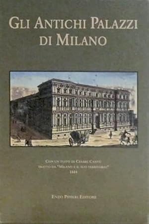 Bild des Verkufers fr Gli antichi palazzi di Milano. Gli edifizii di Milano. Serie di 48 vedutine milanesi delle 88 opera dell'incisore Marc'Antonio Dal Re (1697-1766), pubblicate nel 1745 e conservate presso la Civica Raccolta Bertarelli. Le vedute, stampate a 2 a 2 su cartoncino piegato a quartini, sono racchiuse in un folder con copertina a col. e accompagnate da un opuscolo esplicativo di 16 pp. Allegata al folder, una brochure dal titolo Gli edifizii di Milano, parte della monografia Milano e il suo territorio, di Cesare Cant (Milano, Pirola, 1844). zum Verkauf von FIRENZELIBRI SRL