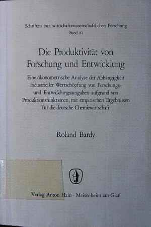 Image du vendeur pour Die Produktivitt von Forschung und Entwicklung. Eine konometrische analyse der abhngigkeit industrieller wertschpfung von forschungs- und entwicklungsausgaben aufgrund von produktionsfunktionen, mit empirischen ergebnissen fr die deutsche chemiewirtschaft. mis en vente par Antiquariat Bookfarm