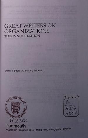 Seller image for Great writers on organizations. for sale by Antiquariat Bookfarm