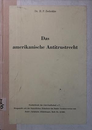 Imagen del vendedor de Das amerikanische Antitrustrecht. a la venta por Antiquariat Bookfarm