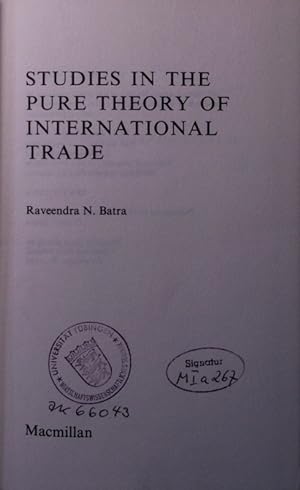Bild des Verkufers fr Studies in the pure theory of international trade. zum Verkauf von Antiquariat Bookfarm